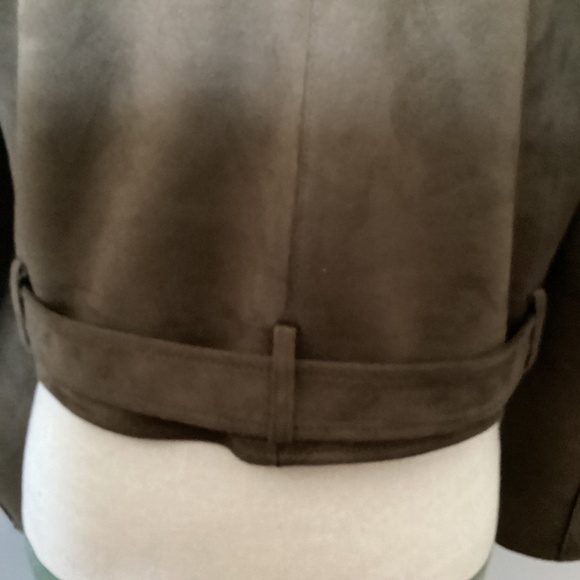 T TAHARI SIZE MEDIUM BROWN MOTO JACKET FAUX SUEDE - Picture 6 of 13